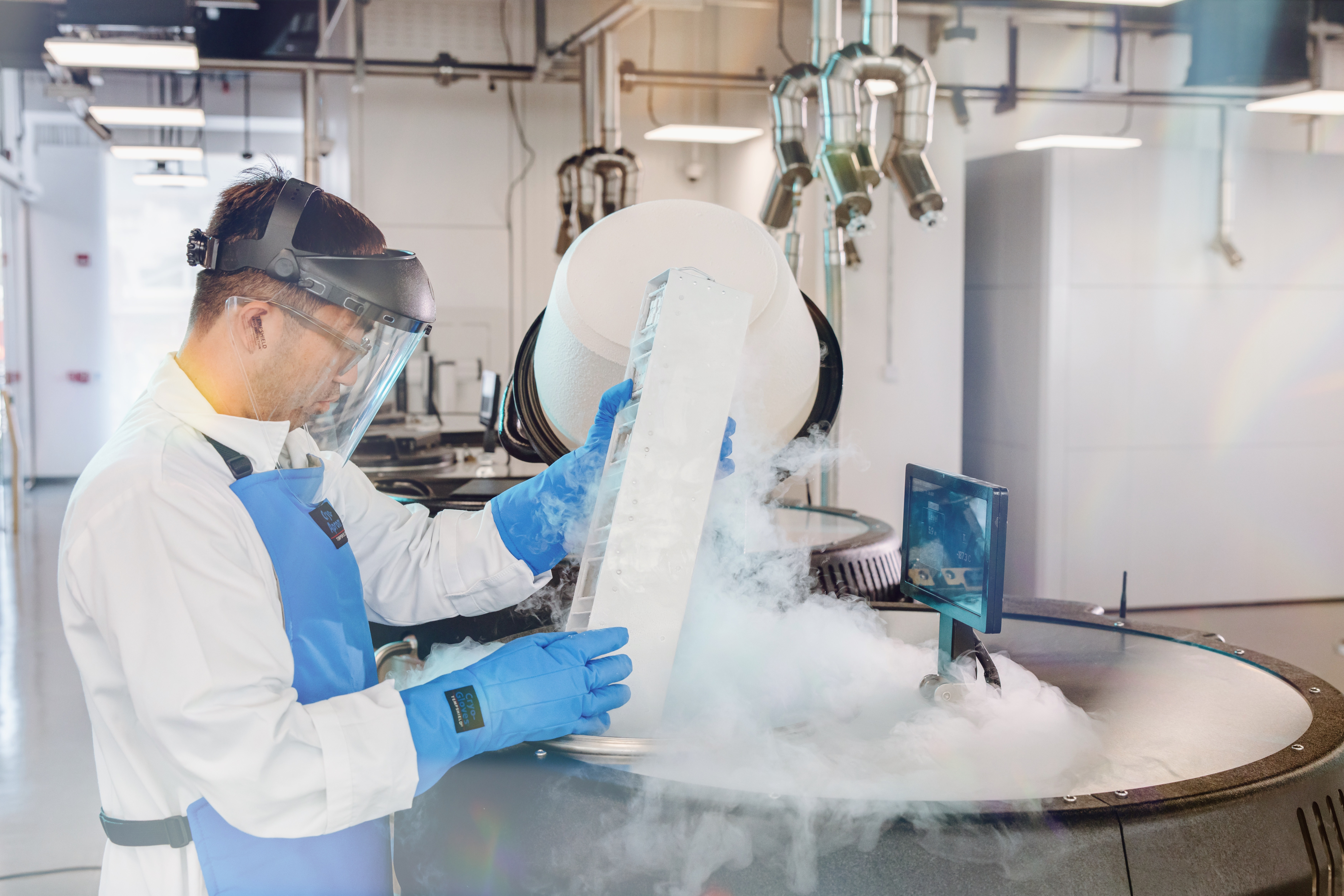 Cord blood banking specialist working in a laboratory