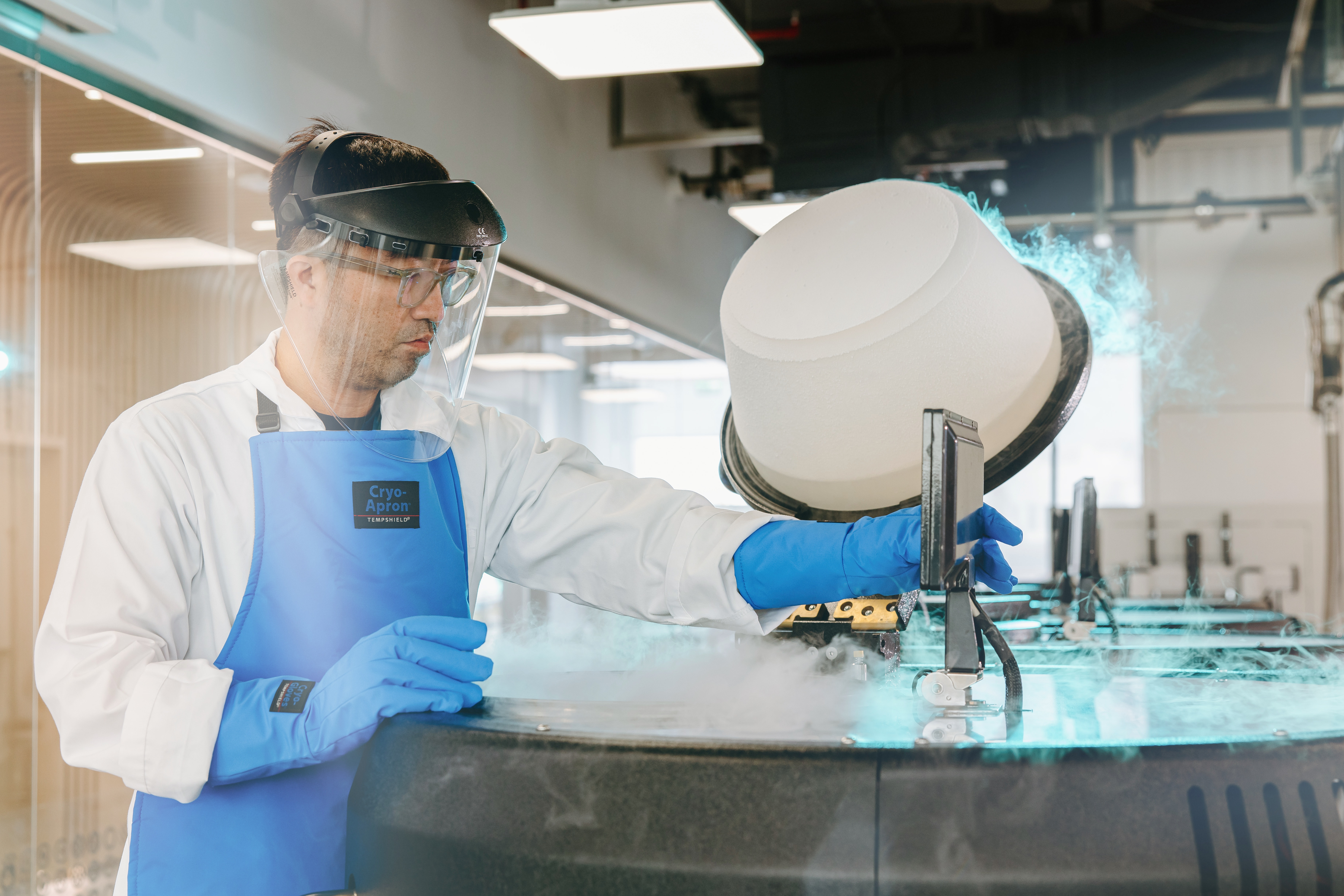 Specialist managing cryogenic storage of cord blood, cord tissue and placenta samples